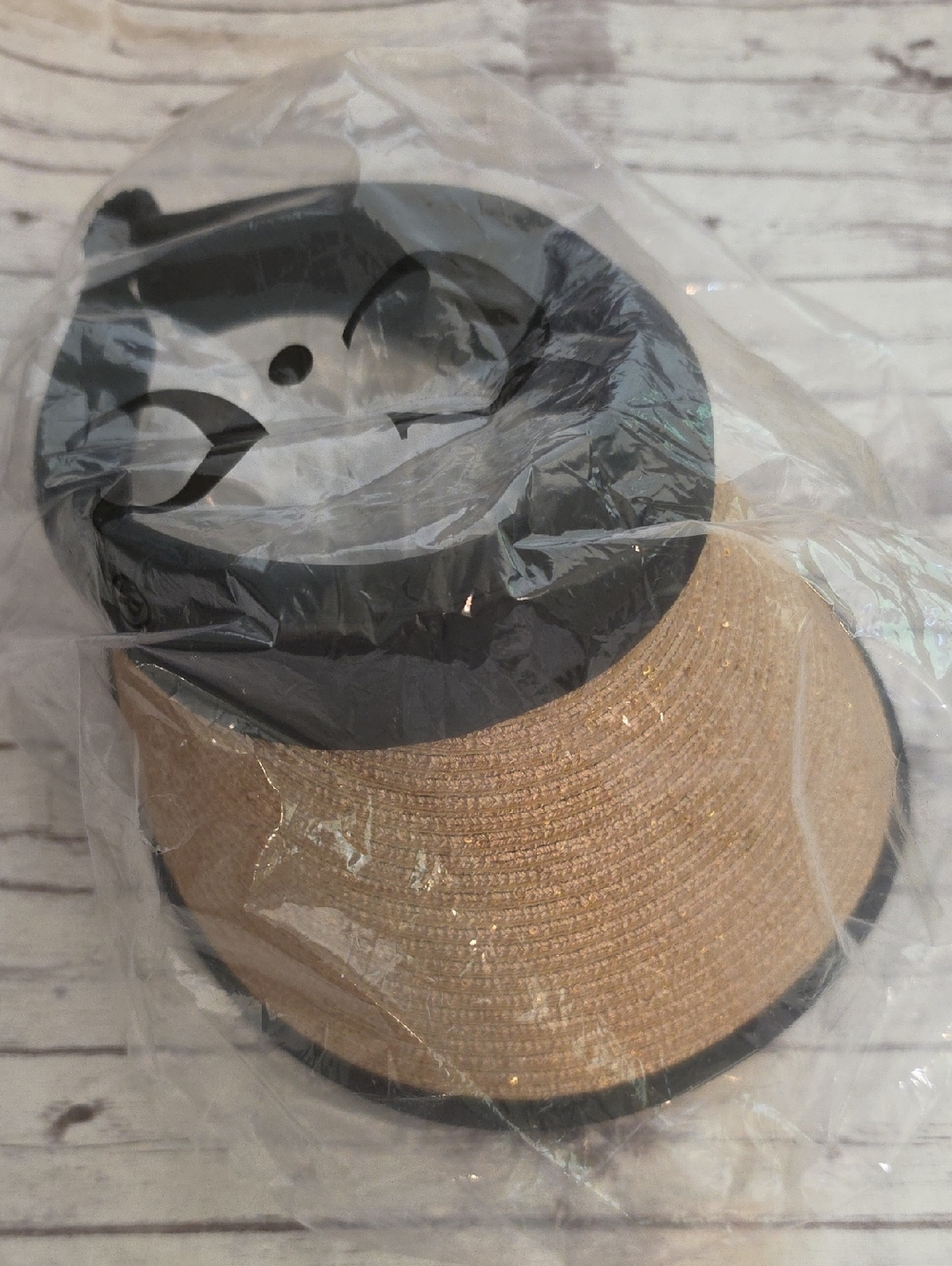 C.C Straw Visor in Natural Straw with Black Trim